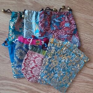 Colorful Brocade Drawstring Pouches
